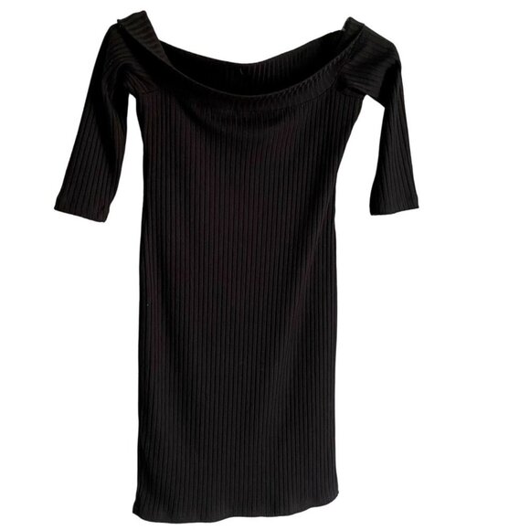 Hot Kiss Black Off shoulder Knit Dress Large - Picture 5 of 9
